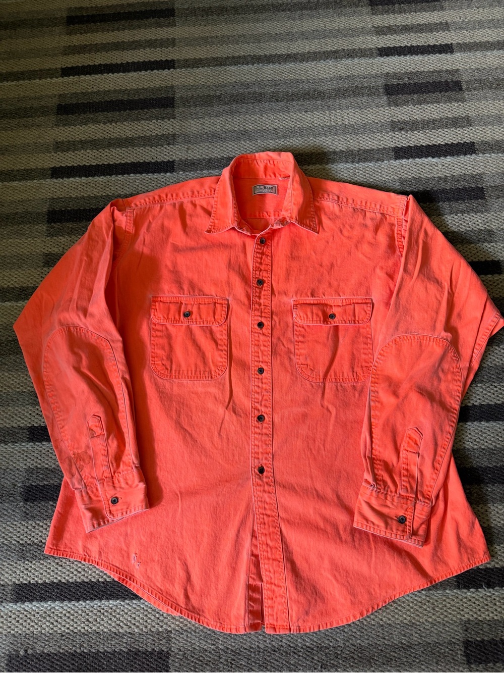 L.L. Bean Orange Button-Up Shirt XL vintage 90s